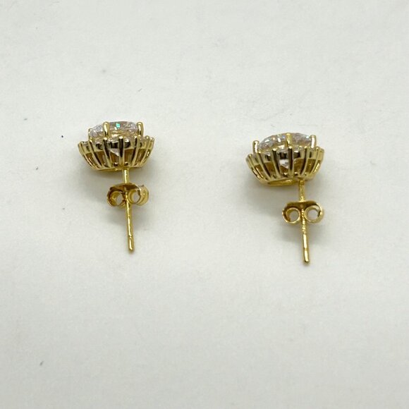Primrose 18K Gold Over Sterling Silver Cubic Zirconia Halo Stud Earrings - Picture 7 of 14